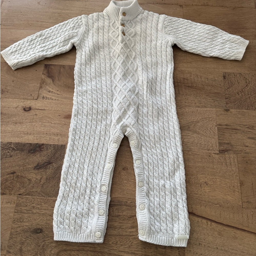 Janie and Jack Cozy cable Knit Cream One Piece for Kids size 12-18 months